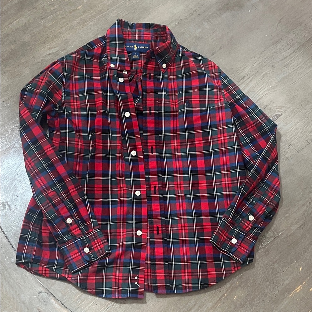 Polo by Ralph Lauren Red and Blue Plaid Kids Button-Down Shirt